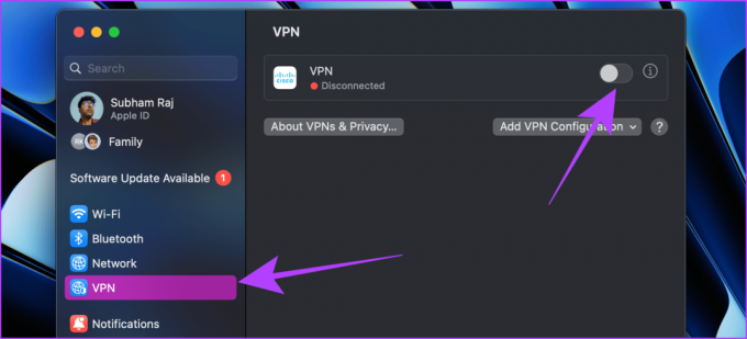 Disattiva la VPN sul Mac
