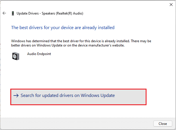 vælg søg efter opdaterede drivere på Windows Update i guiden Update Drivers Windows 11