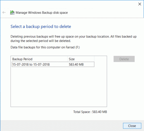 Não exclua o backup mais recente feito pelo Windows