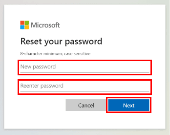 Geben Sie ein neues Passwort ein, bestätigen Sie es und klicken Sie dann auf die Schaltfläche Weiter | So stellen Sie das Hotmail-Passwort ohne Geheimfrage wieder her