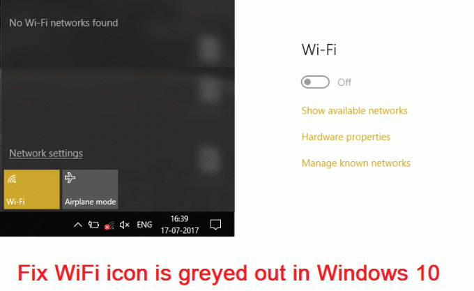 修正WiFiアイコンがWindows10でグレー表示されている