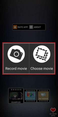 슬로우 모션 비디오를 녹화하려면 '동영상 녹화'를 선택하거나 '동영상 선택'을 탭할 수 있습니다.