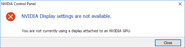 NVIDIA 디스플레이 설정을 사용할 수 없음 오류 수정