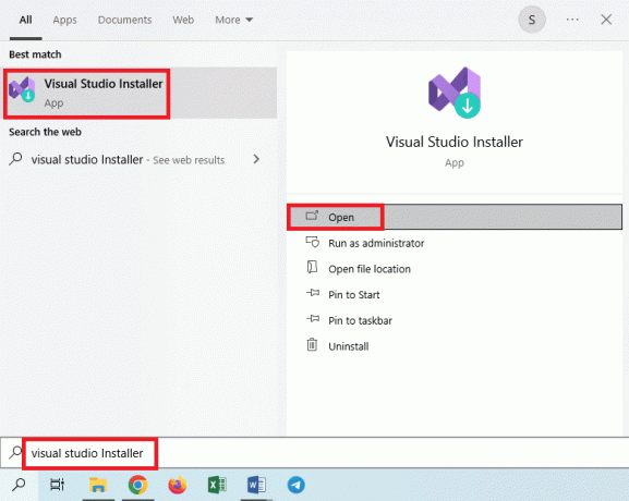 Open de Visual Studio Installer-app