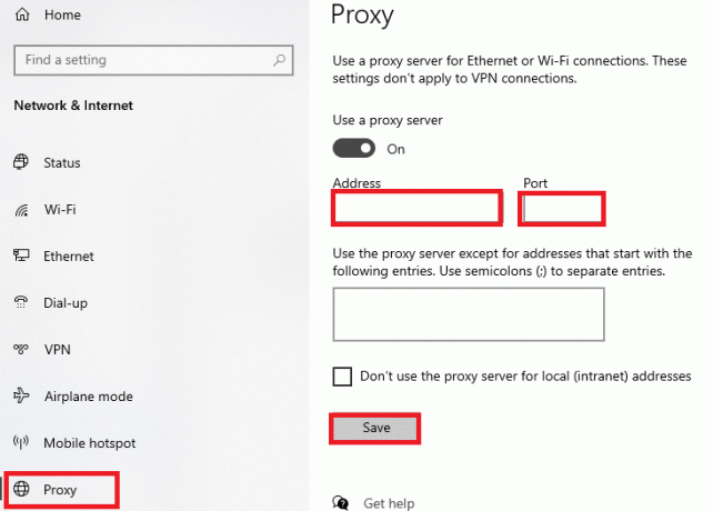 configuración del proxy