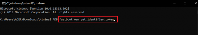 fastboot oem get identifier token εντολή σε cmd ή στη γραμμή εντολών