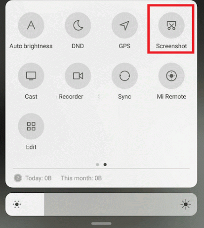 Screenshot-Symbol Schnellzugriffsmenü Android