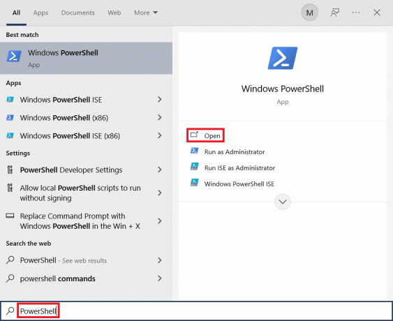 PowerShellのスタートメニューの検索結果。 Windowsキーの無効化を修正