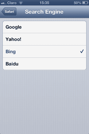 Siri Επιλέξτε Bing