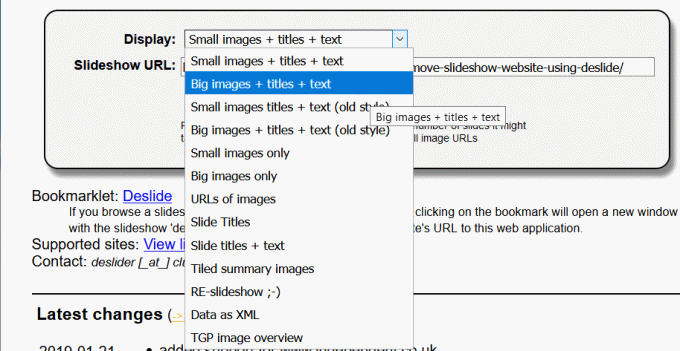 Geben Sie die kopierte URL in das verfügbare Textfeld neben Slideshow URL |. ein Diashow von jeder Website entfernen