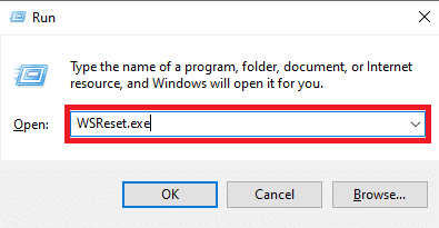 upišite WSReset.exe i pritisnite tipku Enter