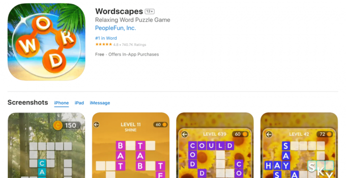 Wordscapes 37 สุดยอดเกมออฟไลน์ iPhone ฟรี