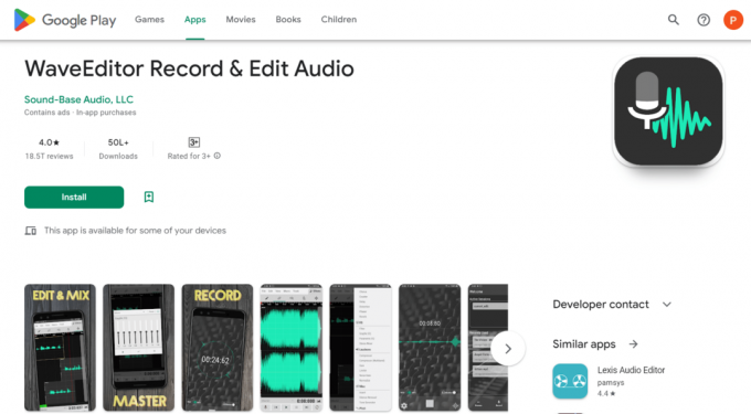 „WaveEditor“ garso įrašų ir redagavimo parduotuvė | geriausia muzikos įrašymo programa, skirta Android