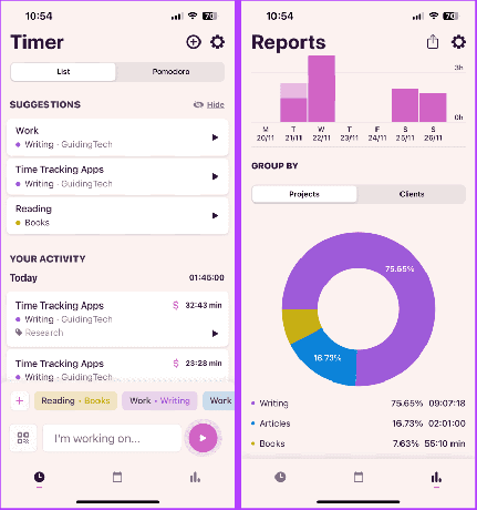 Attiva/disattiva l'app per il monitoraggio del tempo