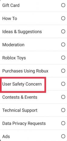 πατήστε στο User Safety Concern | Πώς να αλλάξετε το εμφανιζόμενο όνομα στο roblox
