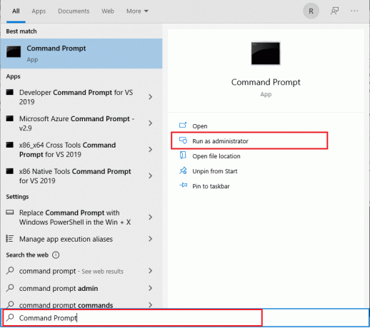 Otvorite izbornik Start, upišite Command Prompt i kliknite Pokreni kao administrator na desnom oknu