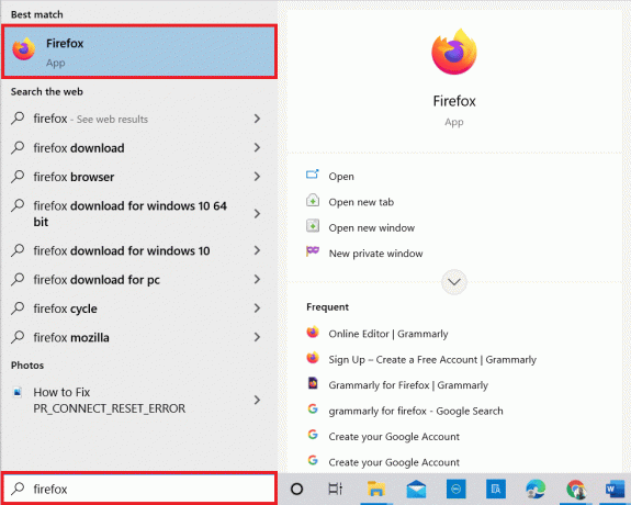 Paina Windows-näppäintä. Kirjoita Firefox ja avaa se. Korjaa No Sound Firefoxissa Windows 10:ssä