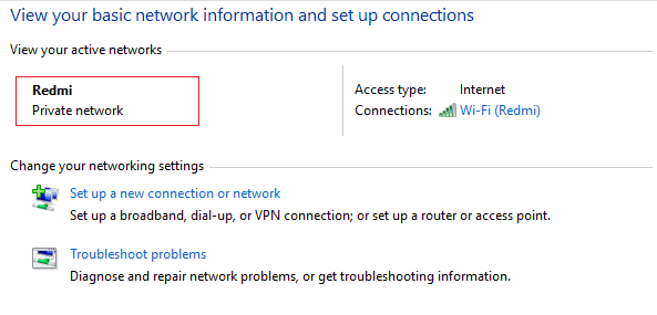 შეცვალეთ თქვენი WiFi კერძო ქსელზე, რათა გამოსწორდეს WiFi-ი Windows 10-ზე გათიშვის პრობლემას