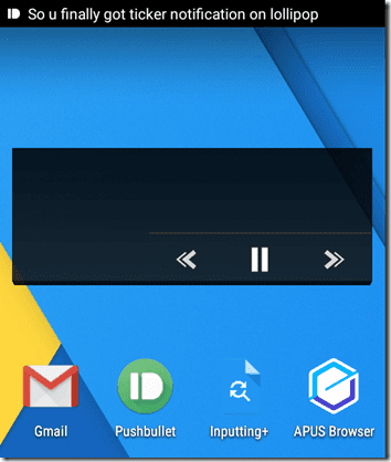 Ilmoitus Android Lillipop 9:ssä