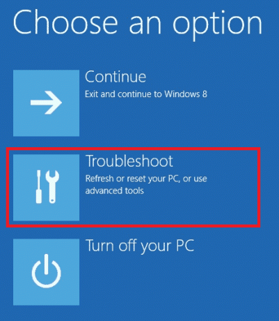 בחר פתרון בעיות. תקן את Windows 10 נעשה ניסיון להפנות לאסימון