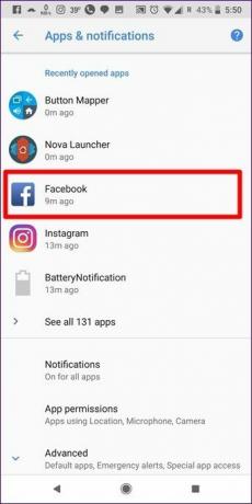 „Facebook“ pranešimai neveikia „Android 3“.