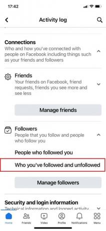 Tippen Sie unter „Follower“ auf „Wem Sie gefolgt sind und wem Sie nicht mehr folgen |“. So sehen Sie, wem Sie auf Facebook iPhone folgen