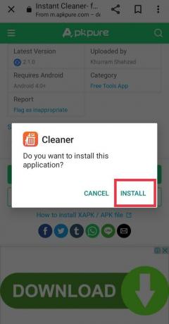 แตะที่ ติดตั้ง | วิธีดาวน์โหลด Instant Cleaner สำหรับ Instagram