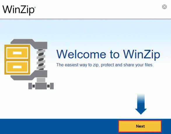 WinZip इंस्टॉल करने के लिए Next पर क्लिक करें