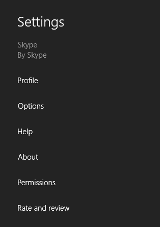 Configurações do aplicativo Skype