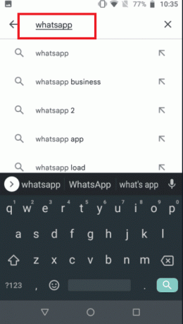 Introdu WhatsApp în bara de căutare