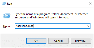 หลังจากป้อนคำสั่งต่อไปนี้ในกล่องข้อความ Run: taskchd.msc ให้คลิกปุ่ม OK