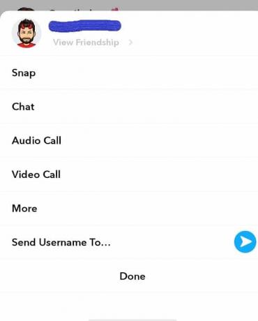 Tryck och håll kvar namnet på den vännen. En lista med alternativ visas | Hur man tar bort (eller blockerar) vänner på Snapchat