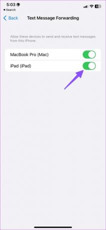 įgalinti teksto persiuntimą į iPad