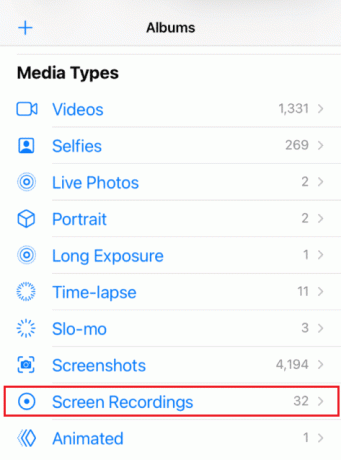 Fotos app - Albums - Skærmoptagelse | hvordan man ser FaceTime-billeder og kan du gemme FaceTime-videoer