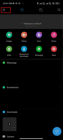 ekranın sol üst köşesindeki üç çizgili simgeye dokunun. WhatsApp'ın Android'de Çökmeye Devam Etmesini Düzeltin