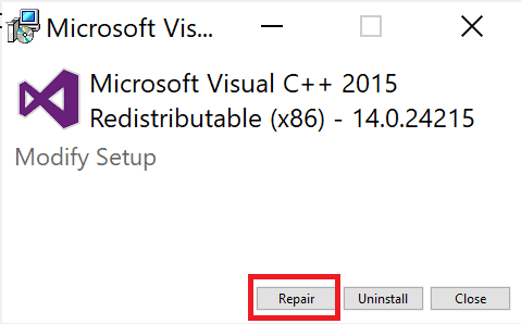 修復をクリックします。 Windows 10 で Star Citizen がクラッシュするのを修正
