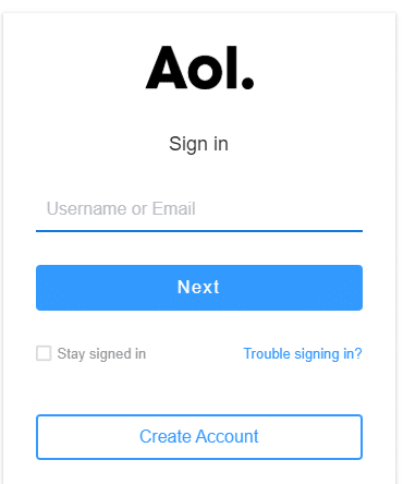 Vizitați login.aol.com și pentru a crea un cont