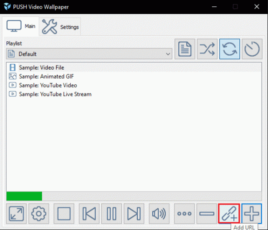 पुश वीडियो वॉलपेपर ऐप में यूआरएल बटन जोड़ें