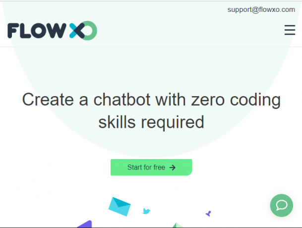 Flow XO pagrindinis puslapis | AI pokalbių robotas internete