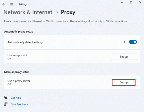 Faceți clic pe Configurare lângă Utilizați un server proxy sub Configurare manuală proxy.
