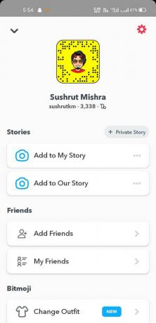 Otvorte aplikáciu Snapchat a prejdite do sekcie profilu