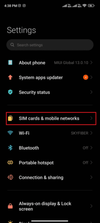 Tippen Sie dann auf die Option SIM-Karten und Mobilfunknetze