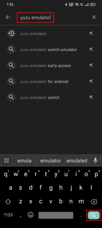 في شريط البحث ، اكتب Yuzu Emulator وابحث عنه.