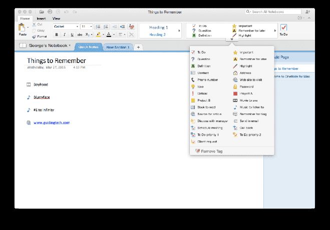 Tagi aplikacji Microsoft Onenote na komputery Mac 1024X715