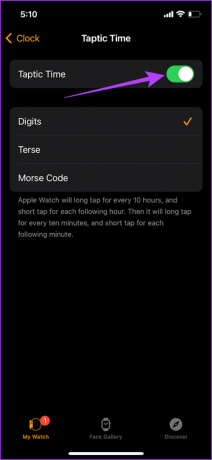 Slå Taptic TIME til på Watch-appen