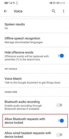 Slå kontakten til ud for " Tillad Bluetooth-anmodninger med enheden låst"