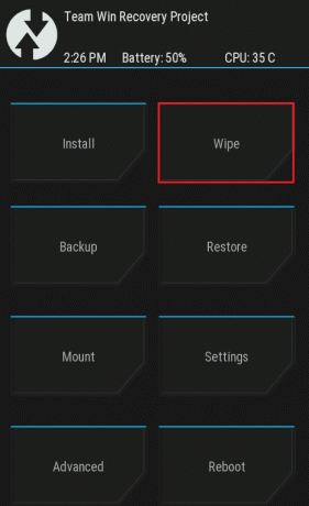 Tippen Sie auf die Option Löschen. Fix: Storage TWRP kann auf Android nicht gemountet werden