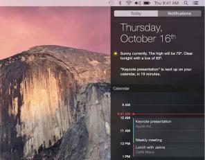 Yosemite: activer l'horloge, la calculatrice et les widgets de suivi des colis