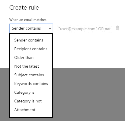 Κανόνες του Outlook Com Νέα δημιουργία