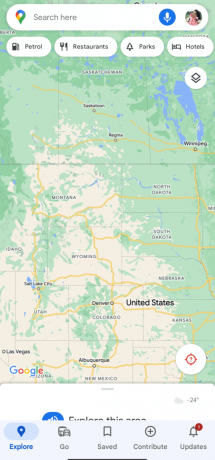 Atidarykite „Google“ žemėlapių programą savo mobiliajame telefone | pusiaukelėje tarp miestų